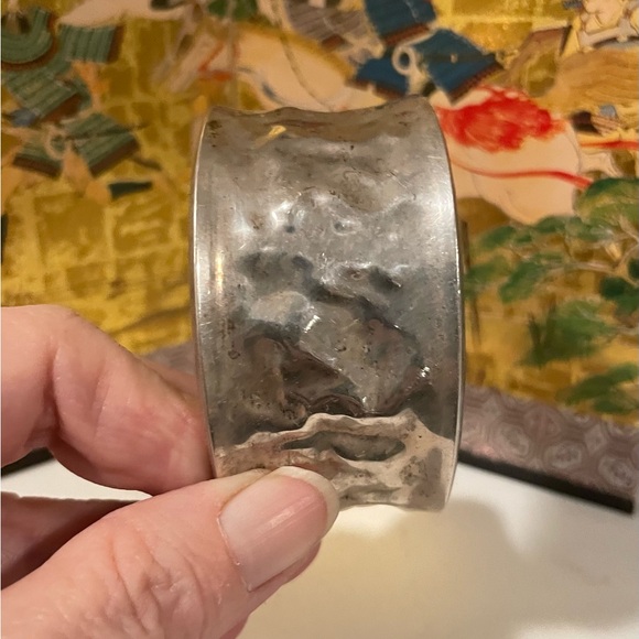 Sterling Silver Hammered Cuff Bracelet - Picture 6 of 9